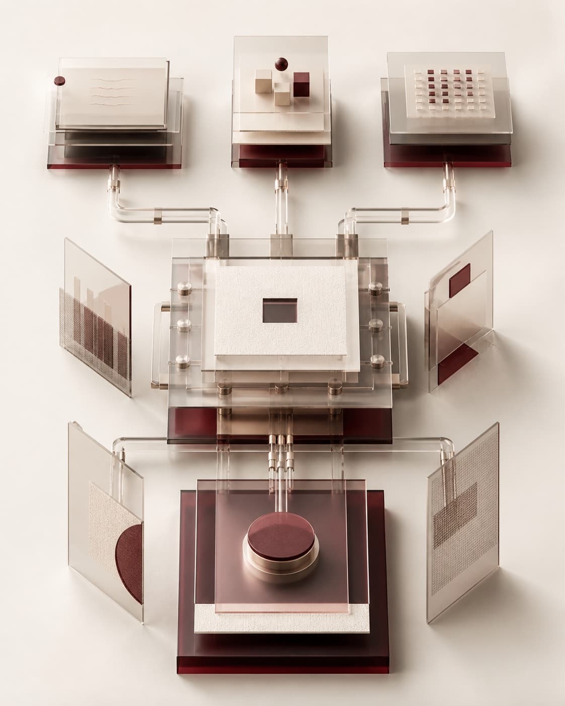A modular web application system connected through precise translucent layers