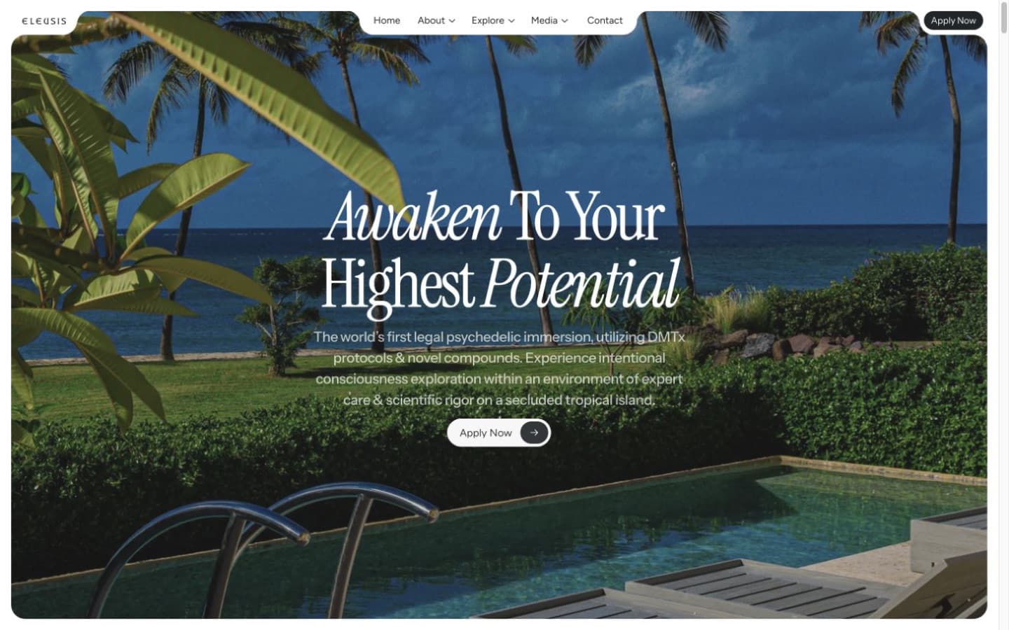 Eleusis Mind website homepage preview