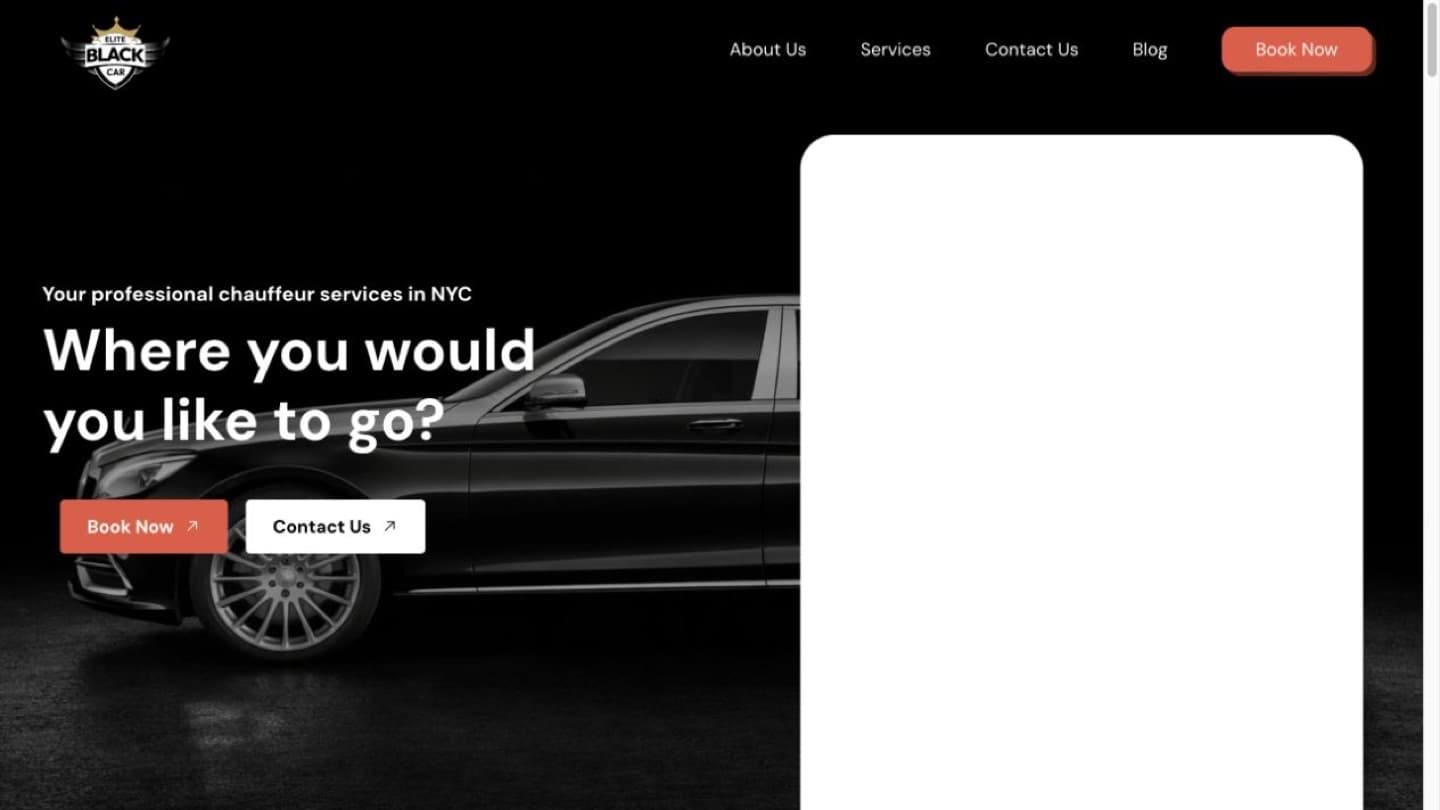 Elite B Car website homepage preview