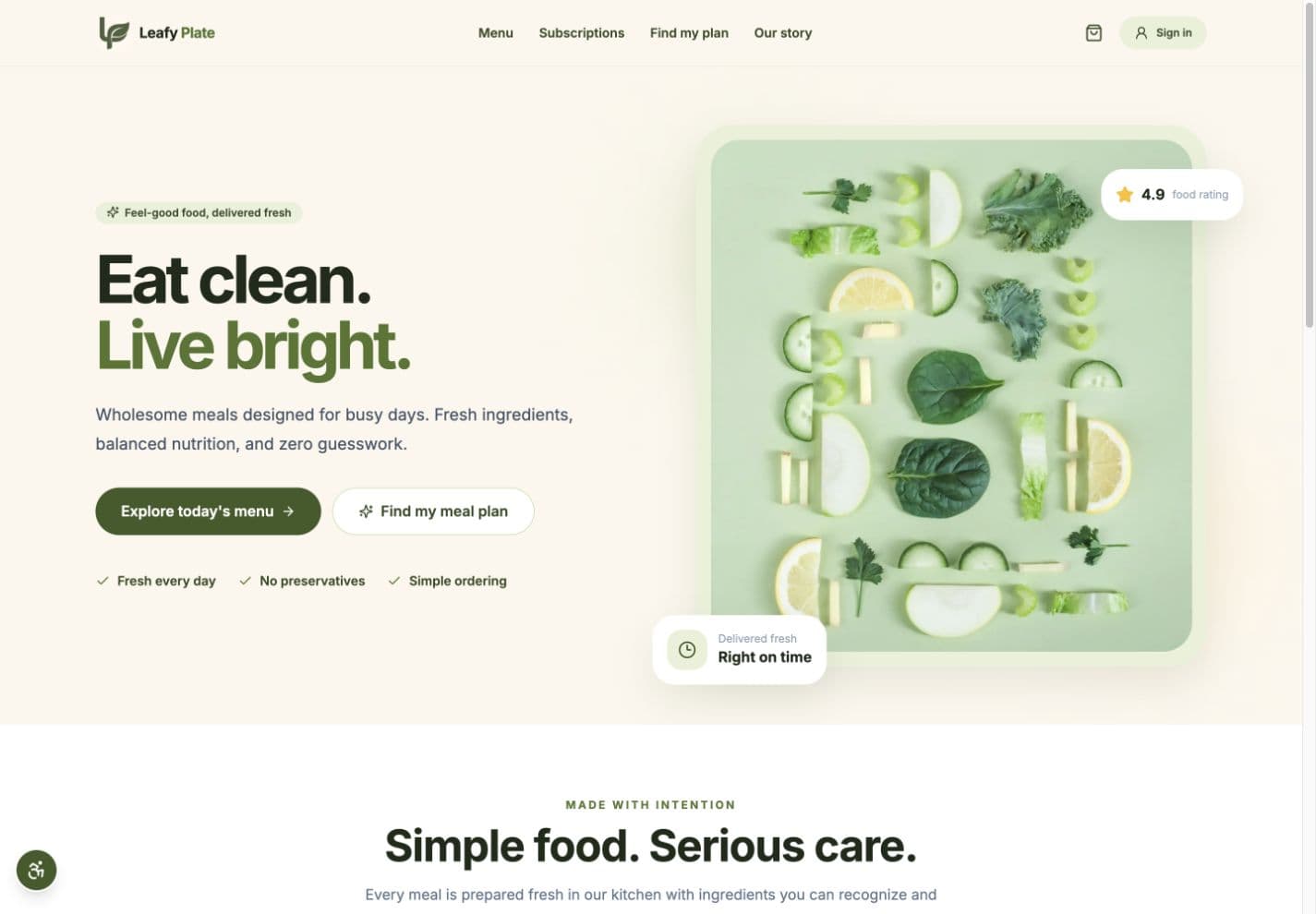 Leafy Plate website homepage